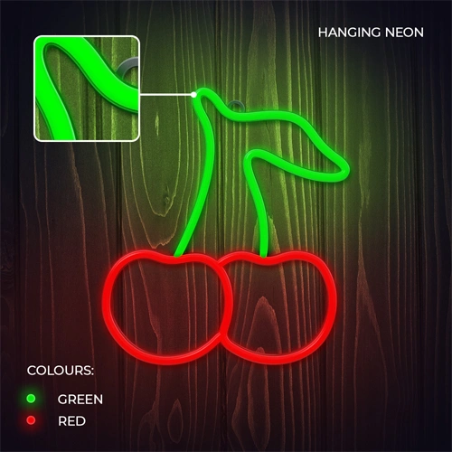 LED световая неоновая панель-вывеска - cherry, многоцветная