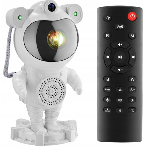 Projektors astronauts ar iebūvēto skaļruni un pulti mājām - zvaigžņotas debesis, galaktikas, kosmosa projekcija