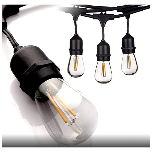 LED āra dārza 1m virtene dārzam un terasēm E27 spuldzēm