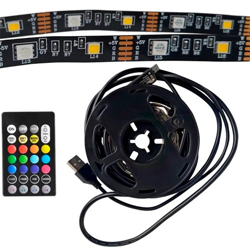 LED Lente ar pulti televizora apgaismojumam, 8W, RGBW, 5V USB, 2x 1m, IP20