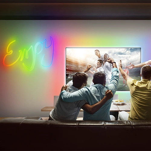 Viedā neona LED lente ar pulti 3m, 5W/m, RGB, IP44