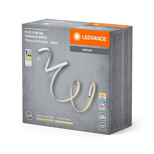 LED COB лента с пультом 5m, 7W/m, 2700-6500K, IP20