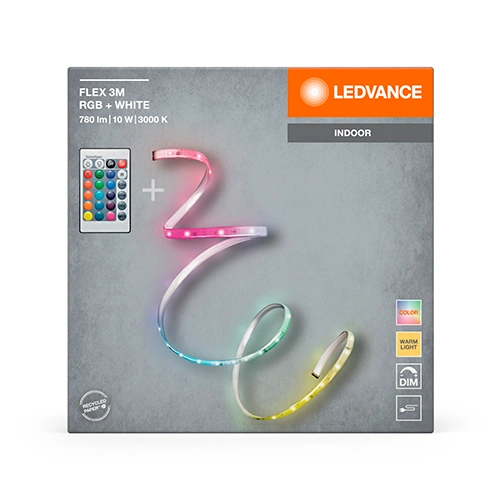 LED COB strip with remote 3m, 3.3W/m, RGB+WW, IP20