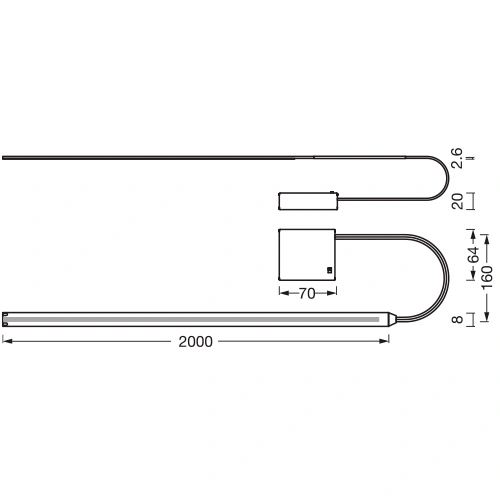 LED лента на батарейках, 2m, 3.3W, 3000K, IP20
