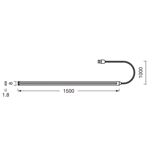 LED COB lente USB Type A, 1.5m, 1.5W, 3000K, IP20