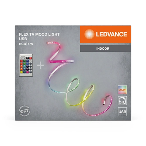 LED lente TV fona apgaismojumam, 1.5m, 4W, IP20, RGB, USB