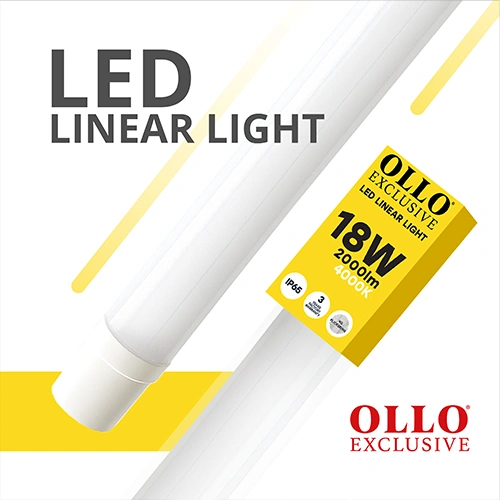 LED Mitrumizturīgs lineārais gaismeklis 60cm, 18W, 4000K