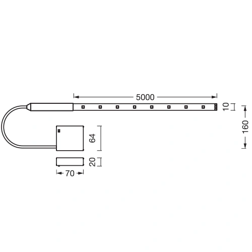 LED лента на батарейках с пультом, 5m, 5W, RGB, IP20