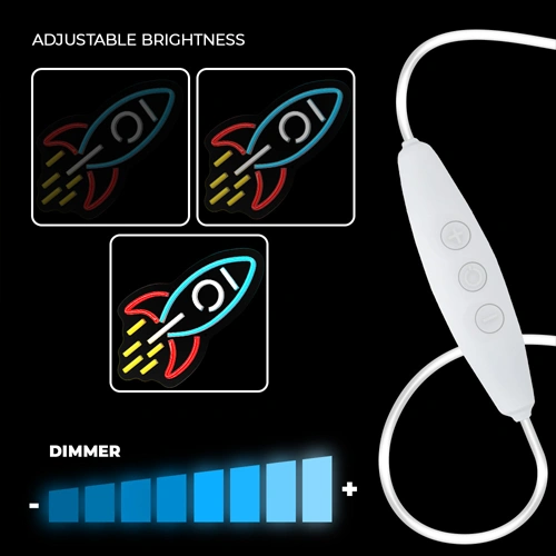 LED Neona gaismas izkārtne - raķete, daudzkrāsains