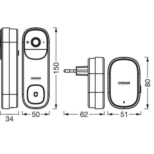 Smart doorbell with camera, 5V, IP66, SMART+ WIFI