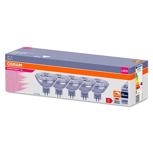 Комплект LED лампочек (5 шт.) GU5.3, MR16, 4.9W, 4000K
