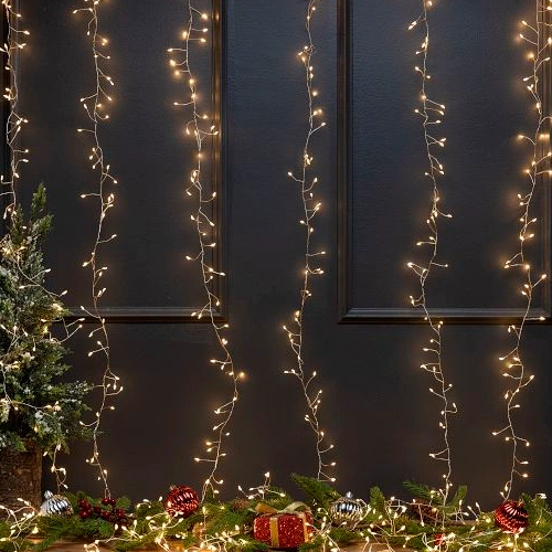 LED Ziemassvētku virtene - aizkari vara stieple, 3x3m, silti balts, 31V, IP44, 1200LED