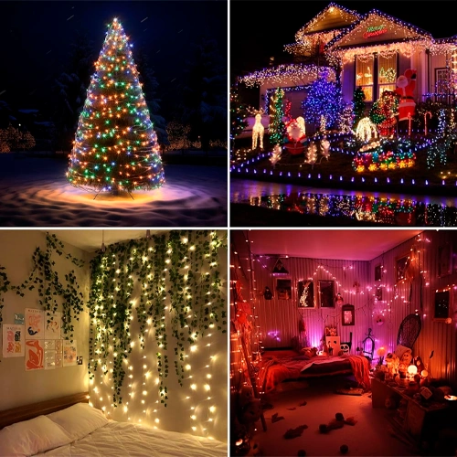 LED Ziemassvētku virtene ar pulti un SMART vadību, 10m, daudzkrāsaina, USB 5V, IP44, 100LED