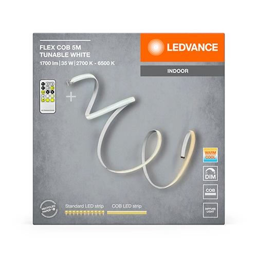 LED COB лента с пультом 5m, 7W/m, 2700-6500K, IP20