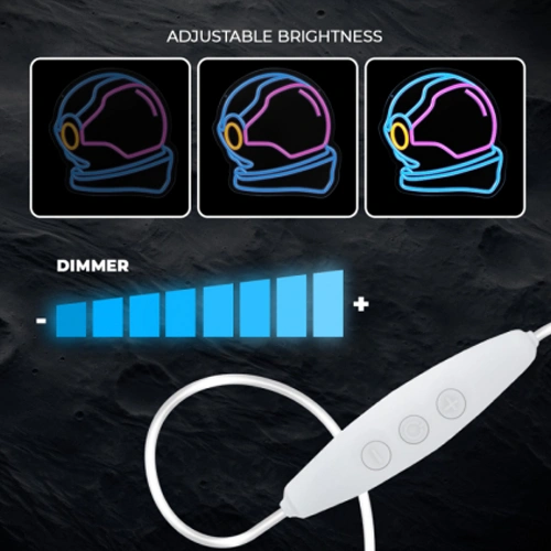 LED световая неоновая панель-вывеска - астронавт, многоцветная