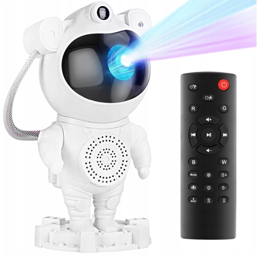 Projektors astronauts ar iebūvēto skaļruni un pulti mājām - zvaigžņotas debesis, galaktikas, kosmosa projekcija