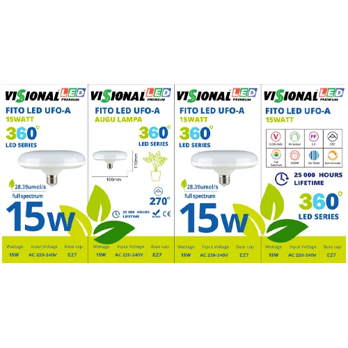 LED Fito spuldze UFO priekš augiem 15W