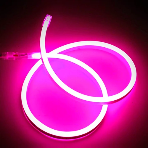LED Neona lente 12V, rozā, IP67, 5m, 6x12mm, NEON FLEX