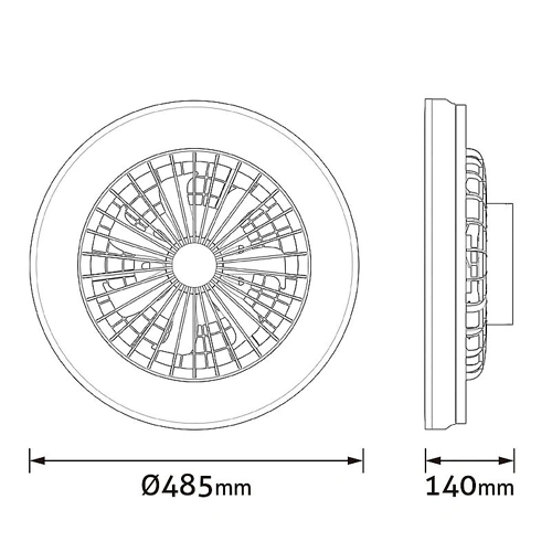 Потолочный LED светильник с вентилятором и пультом Whitney-S, 48Вт, 5200лм, CCT