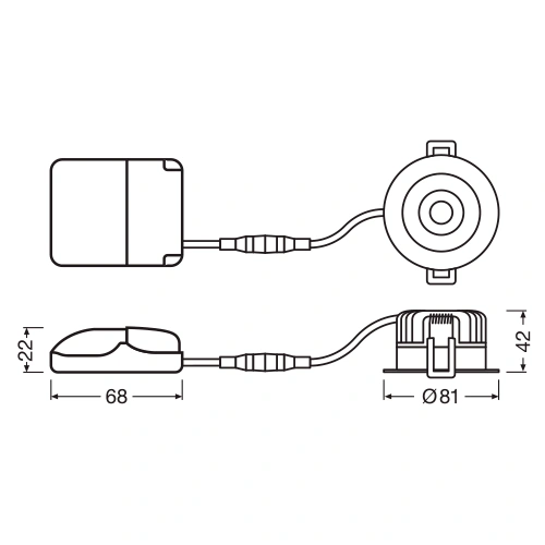 LED Fireproof recessed light 4W, 6W, 8W, 4000K, IP65-IP20, IK05