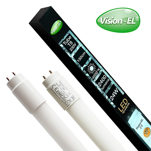 LED spuldze T8, 24W, 150cm, 2400lm, 4000K, elektrības pieslēgums no divām pusēm!