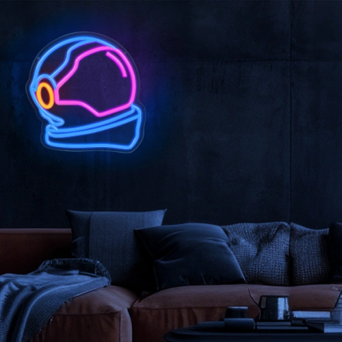 LED световая неоновая панель-вывеска - астронавт, многоцветная