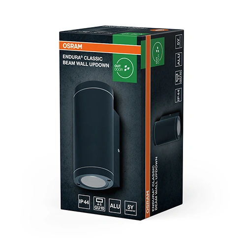 Fasādes gaismeklis, excl. 2xGU10, max 2x35W, IP44, IK03, ENDURA BEAM