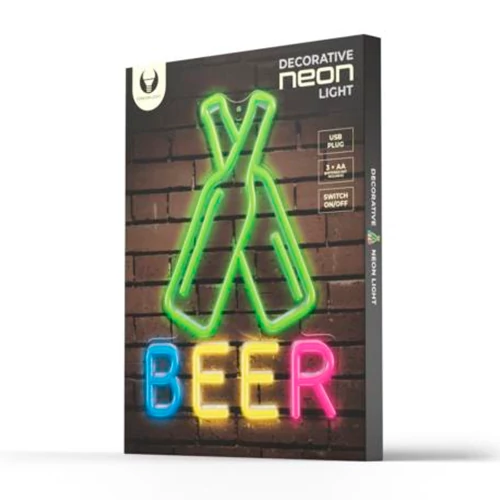 LED Neona gaismas izkārtne - beer, daudzkrāsains