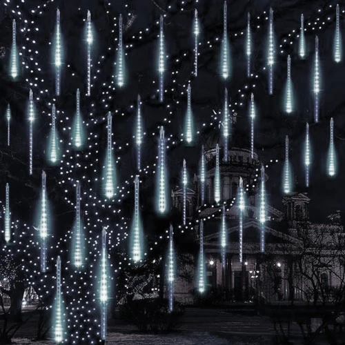 Ziemassvētku virtene - zvaigžņu lietus iekštelpām un ārā, 50cm, 8 gab, balts, IP44