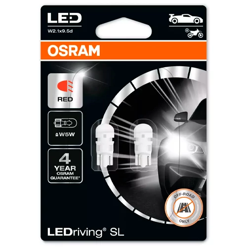 LED spuldzes W5W sarkanas, 1W, 12V, LEDriving SL sērija