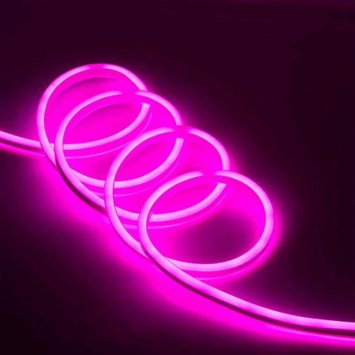 LED Neona lente 12V, rozā, IP67, 5m, 6x12mm, NEON FLEX