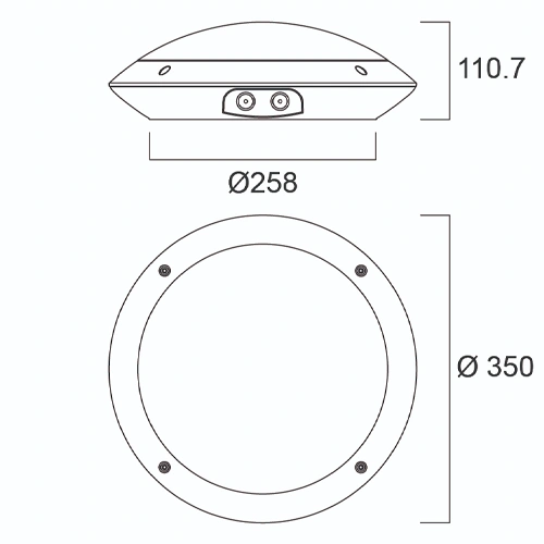 LED водонепроницаемый светильник с grille решеткой 24W, 3000K, 2400Lm, IP66, Ø 350 x 111 mm