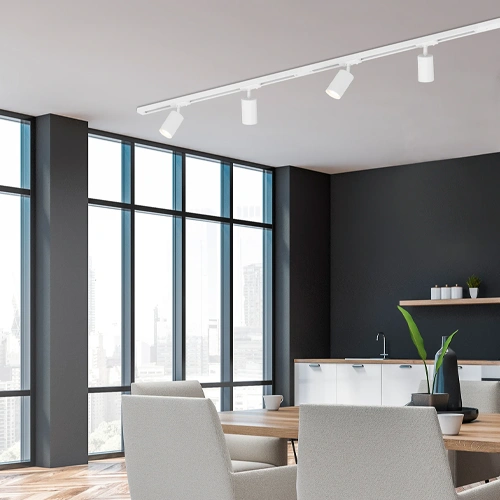 Trīsfāžu LED sliežu gaismeklis ar regulējamo gaismas leņķi 15-55°, 20/25/30W, CCT, 100Lm/W, IP20