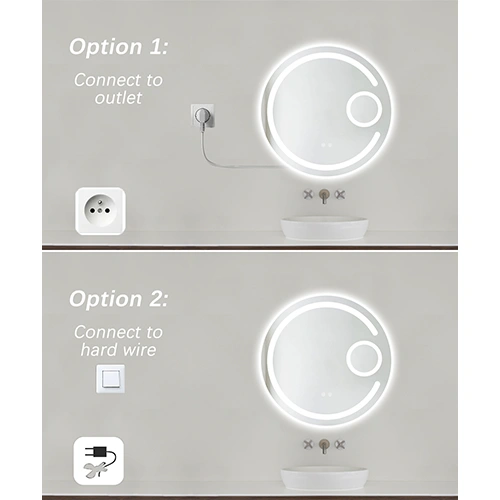 Spogulis ar LED apgaismojumu, 70 cm, 24W, Silti - neitrāli - auksti balts, IP44