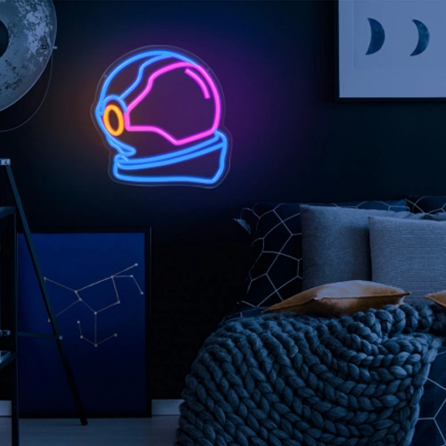 LED световая неоновая панель-вывеска - астронавт, многоцветная