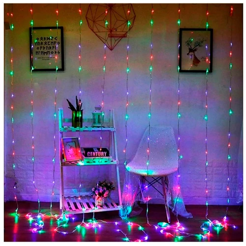 Рождественская гирлянда - шторы 3x3м, многоцветная, 220V, IP44, 300LED