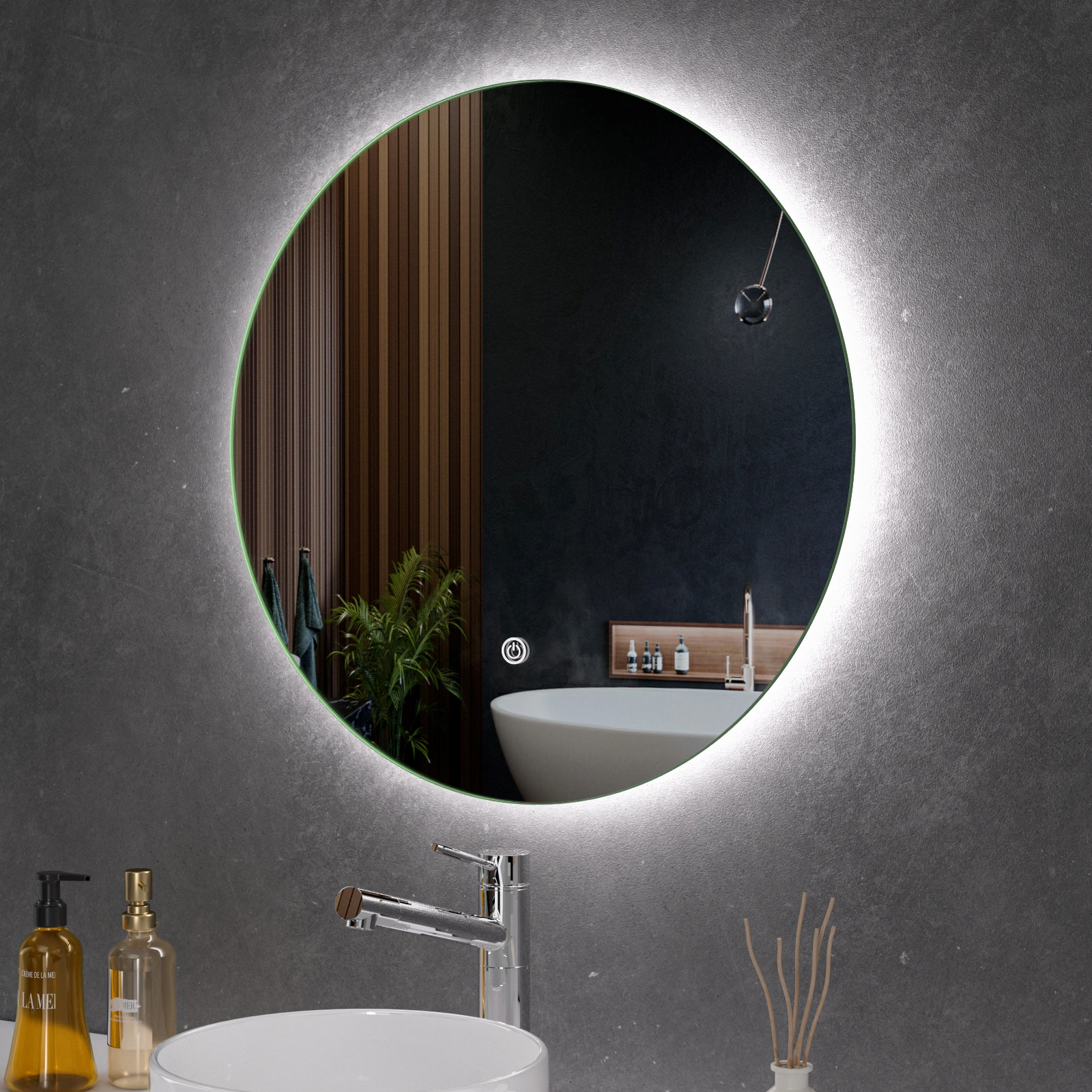 LED spogulis ar apsildes funkciju MAYA, Ø 60 cm, 4000K, 12W, 1386Lm, IP44