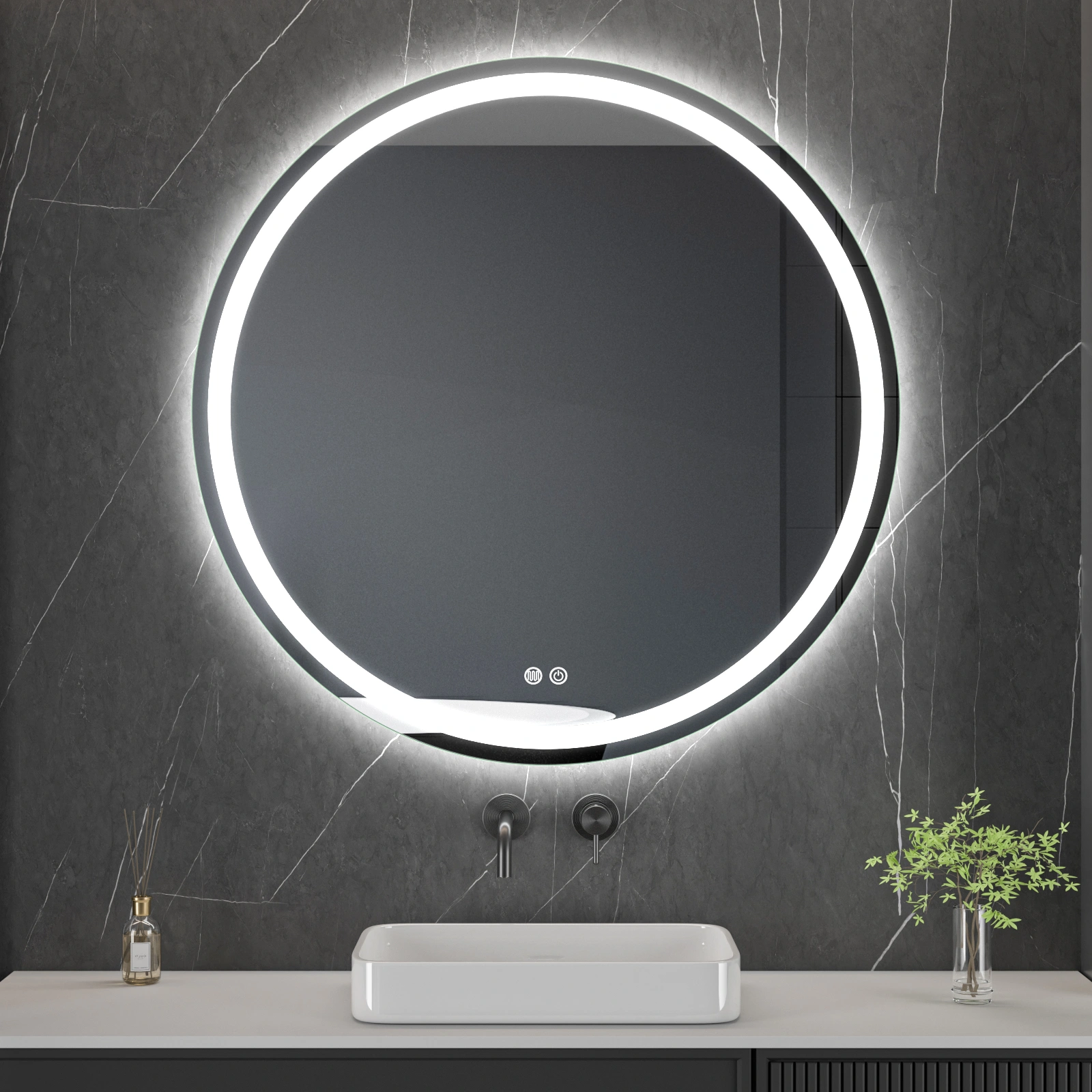 LED mirror with heating function RONDO, Ø 100 cm, 2700-6500K, 31W, 3388Lm, IP44