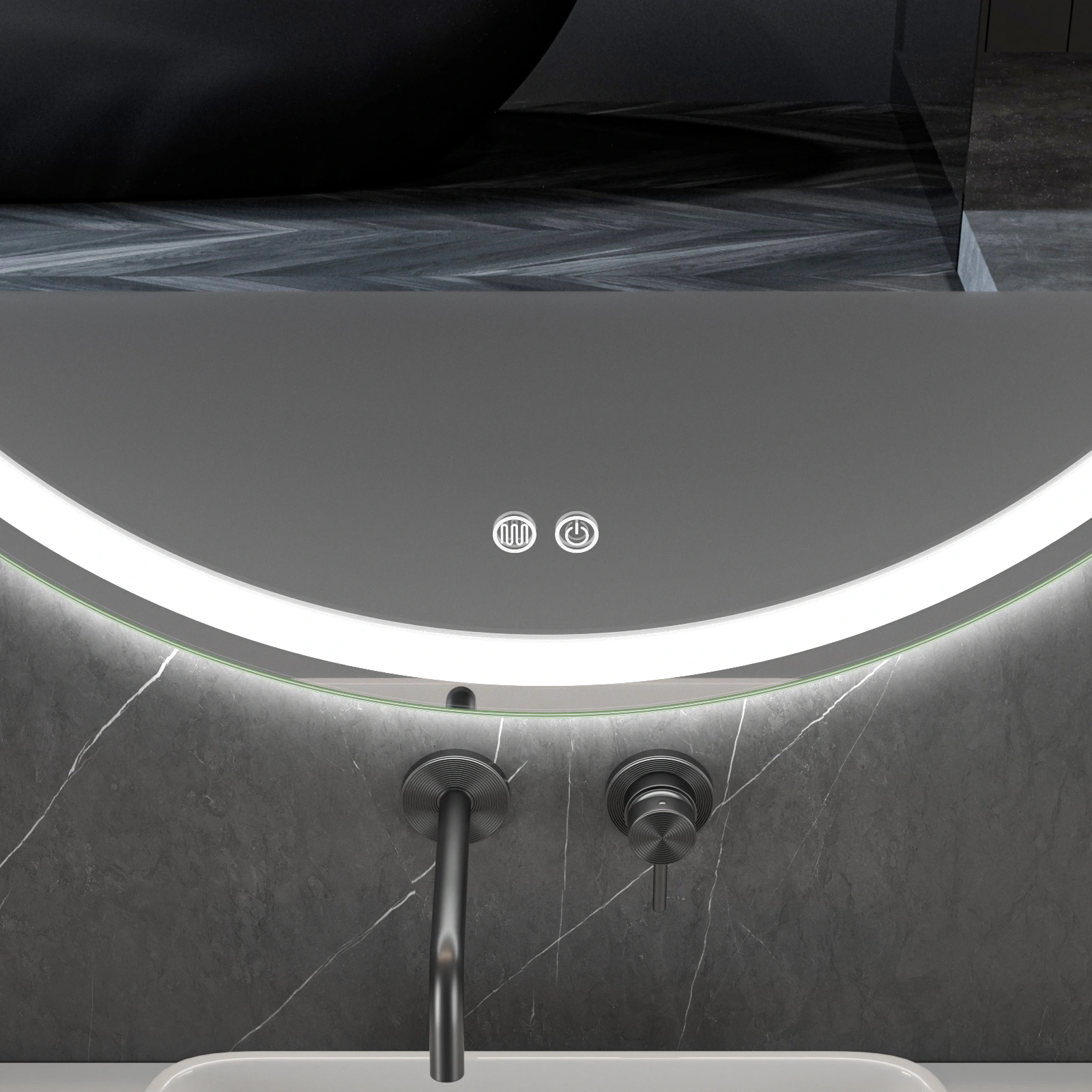 LED mirror with heating function RONDO, Ø 100 cm, 2700-6500K, 31W, 3388Lm, IP44