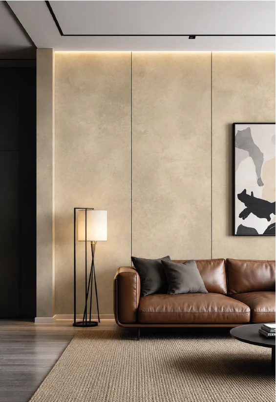 Premium klases SPC ūdensizturīgs matēts sienas panelis STONE CREMA , 2800 × 1200 × 4 mm