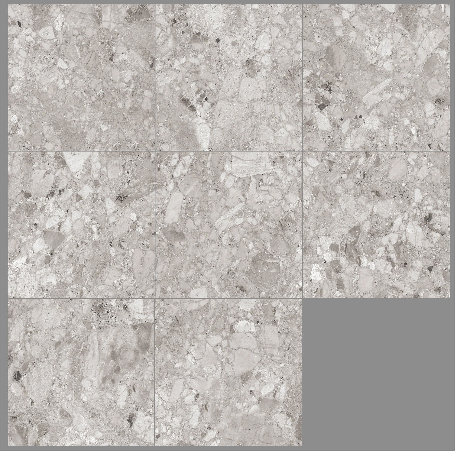 Glancētas flīzes TERRAZZO GREY, 60x60 cm, LE