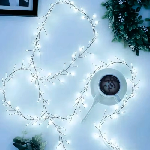 LED Ziemassvētku diožu virtene 20m uz vara stieples Firecracker Lights, 600LED, balta, IP44