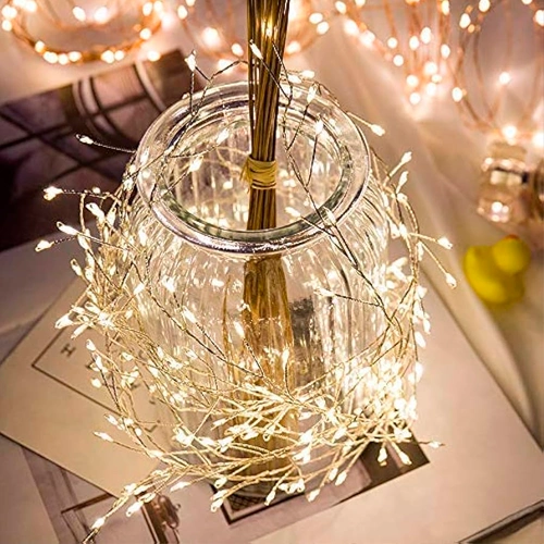 LED Ziemassvētku diožu virtene 20m uz vara stieples Firecracker Lights, 600LED, balta, IP44