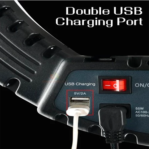 Ring-shaped 50W selfie lamp with stand, bag and remote control