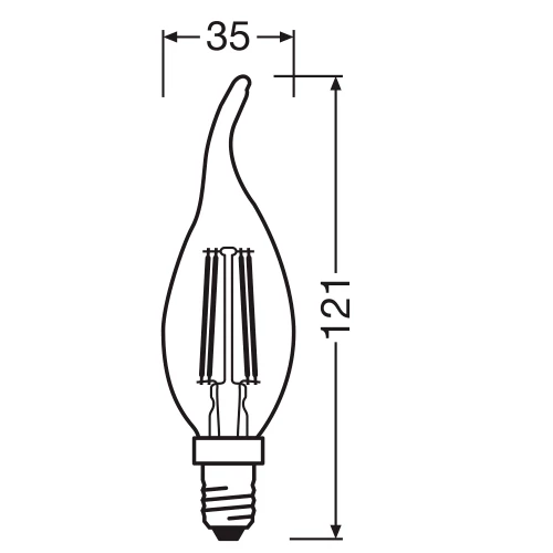 LED spuldze E14, C35, 4W, 470lm, 2700K