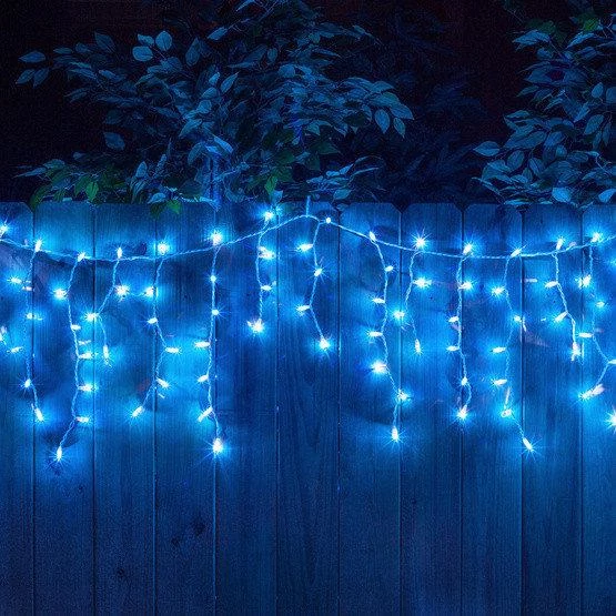 Ziemassvētku virtene - lāstekas fasādēm un telpām, zila, 5.5m, 4.08W, IP44, 100 LED