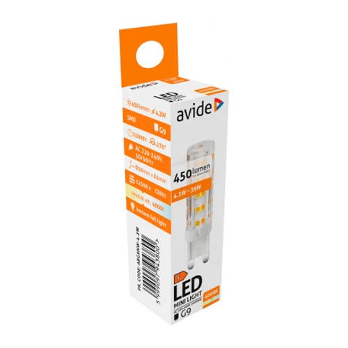 LED spuldze G9, 4.2W, 450lm, 220°, 4000K
