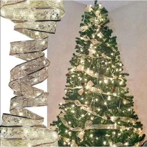 Indoor Christmas golden garland 10m, multicolor, on batteries, IP20, 100 LED