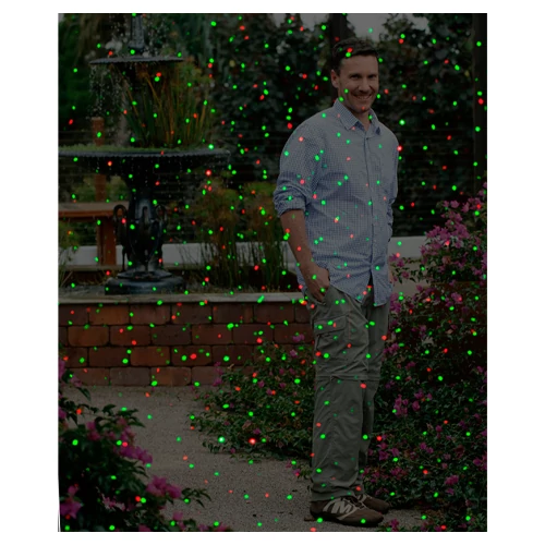 Ūdensizturīgs lāzerprojektors dārzam un mājai - sarkana un zaļa lazera projekcija