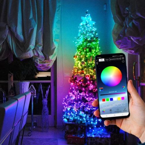 Умная водонепроницаемая гирлянда на медной леске с пультом 5m, RGBW, USB, IP67, 50 LED